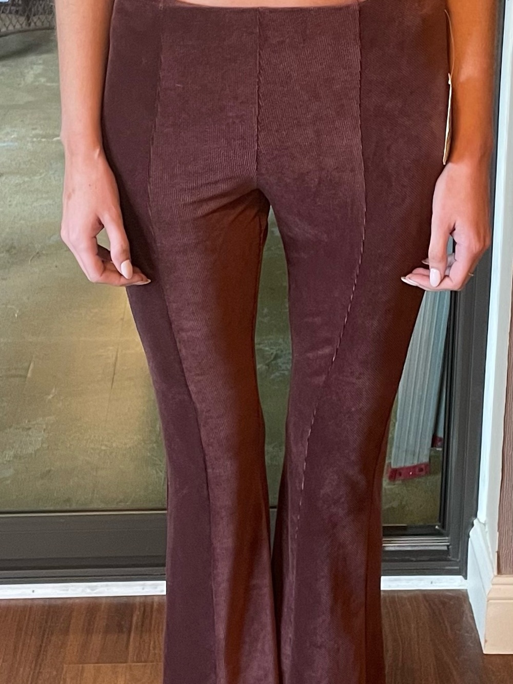 Altar'd State Deep Brown Velvet Flare Pants
